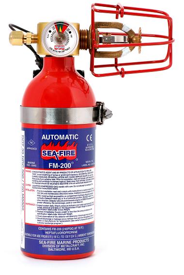 SEA-FIRE MARINE AUTOMATIC FG 25A SERIES- FM 200 CLEAN AGENT FIRE SYSTEM-(25  CUBIC FT. SIZE) AREA